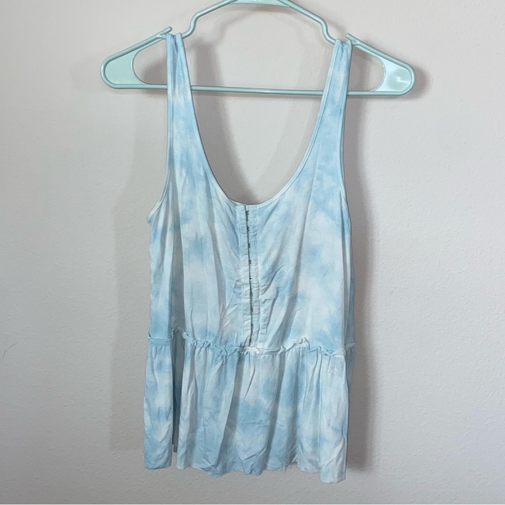 American Eagle Blue Tie Dye Babydoll Tank Top